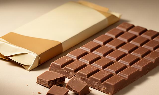 Large milk chocolate sharing bar broken into squares beside its folded wrapper